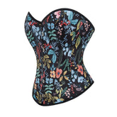Boneless Bustier Corset Vintage Floral Print French Retro Leaf - Print Vest for Women - Coscosmos